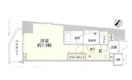 ZOOM南麻布(1K/3階)の間取り写真