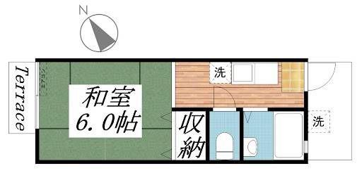 栄谷ハイツI(1K/1階)の間取り写真
