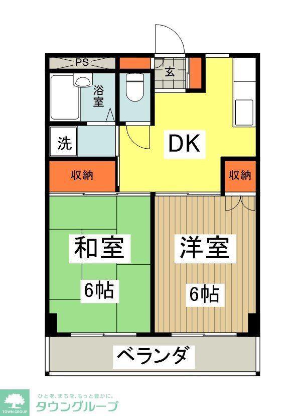 グリーンフォレスト(2DK/2階)の間取り写真