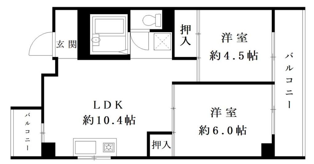 ラカーサ上本町 (2LDK/7階)の間取り写真