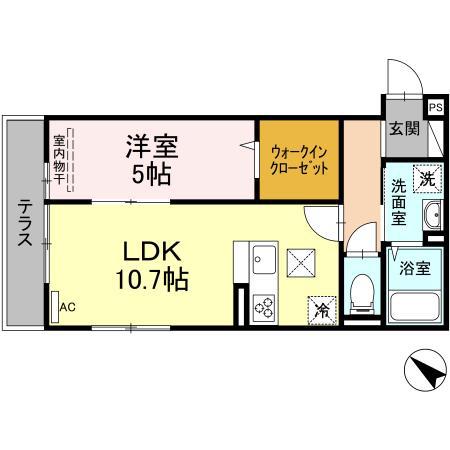 シティパーク南蔵王(1LDK/1階)の間取り写真