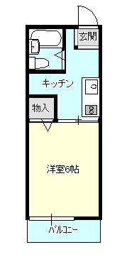 ジュネス鉢形(1K/1階)の間取り写真