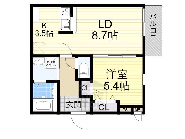クレール・アゾン3(1LDK/3階)の間取り写真
