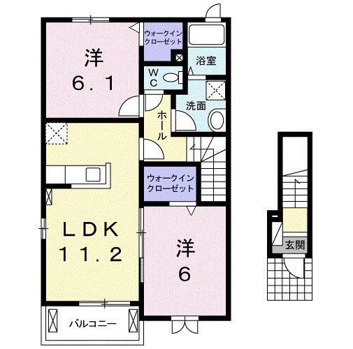 サニーコート A(2LDK/2階)の間取り写真