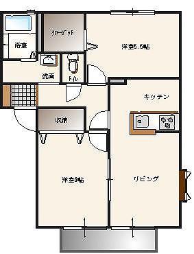 K・VILLAGE C棟(2LDK/1階)の間取り写真