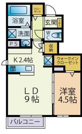 サイドヴェルデ栗東(1LDK/1階)の間取り写真