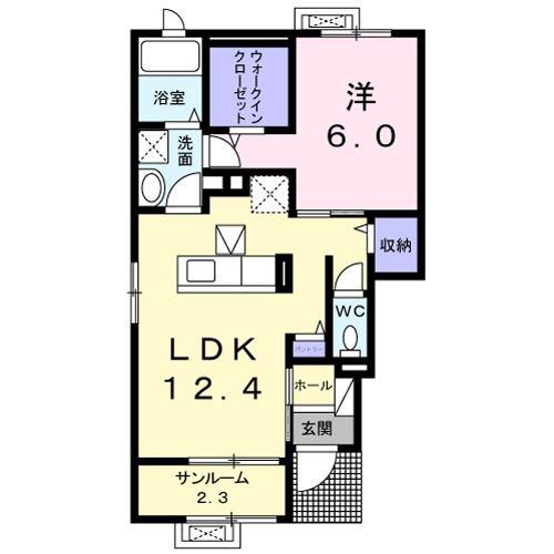 トレフル K(1LDK/1階)の間取り写真