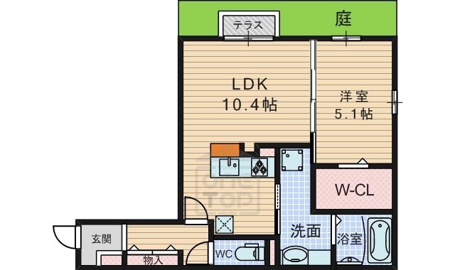 阪急宝塚線 岡町駅 徒歩18分 3階建 築12年(1LDK/1階)の間取り写真
