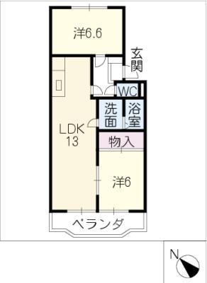 エトワール小山(2LDK/3階)の間取り写真