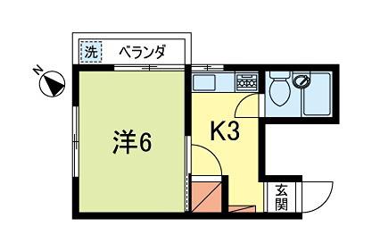 シャトレーみずほ2(1K/2階)の間取り写真