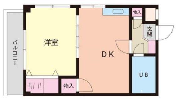 メゾン弥生(1DK/2階)の間取り写真