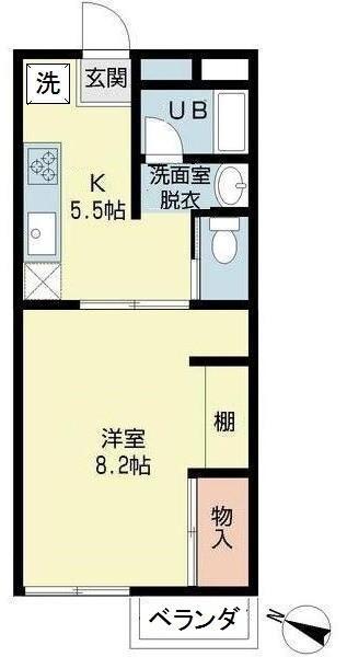 カーサグラード(1DK/2階)の間取り写真