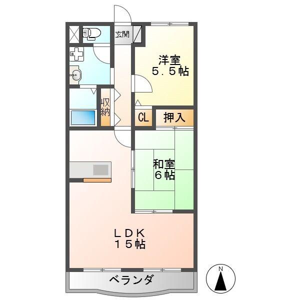 サニーコート(2LDK/2階)の間取り写真