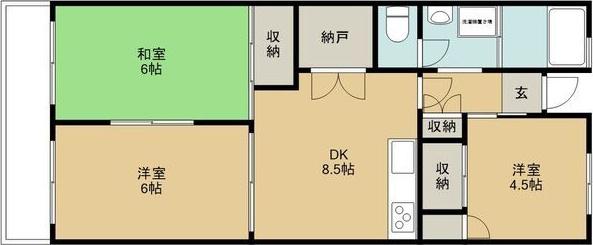 仙台市地下鉄南北線 広瀬通駅 徒歩3分 13階建 築51年(3DK/8階)の間取り写真