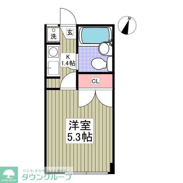 美山台ハイツ(1K/1階)の間取り写真
