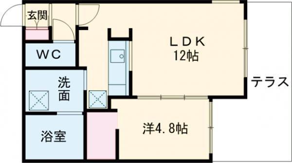 URBAN FLATS千歳GA-千歳緑町(1LDK/1階)の間取り写真