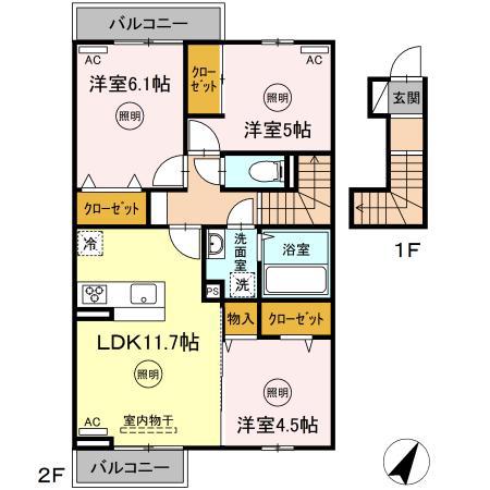 ラ・リヴェール(3LDK/2階)の間取り写真