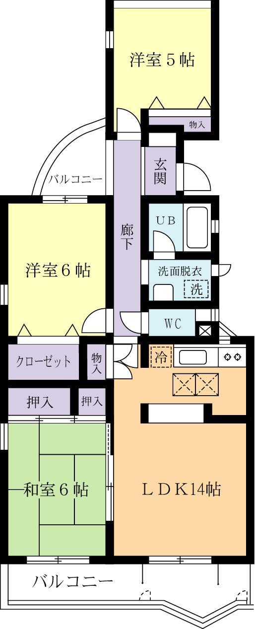 アベニュー梅園(3LDK/2階)の間取り写真