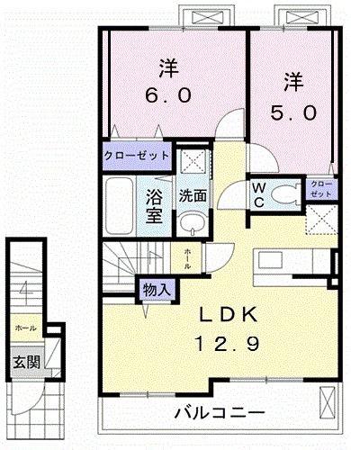 中村家 土佐 II(2LDK/2階)の間取り写真