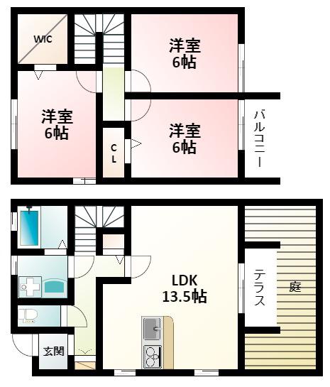 ローズコート南吹田(3LDK/1階)の間取り写真