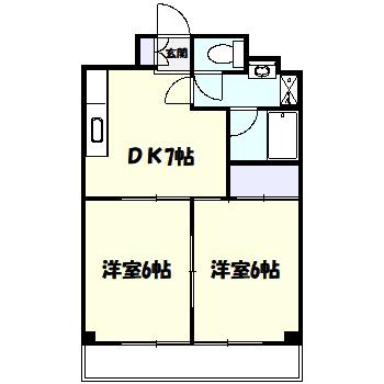 キャステールI(2DK/3階)の間取り写真