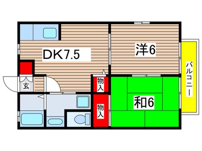 フォーブル北小岩(2DK/1階)の間取り写真