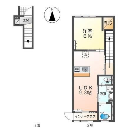 カメリア(1LDK/2階)の間取り写真