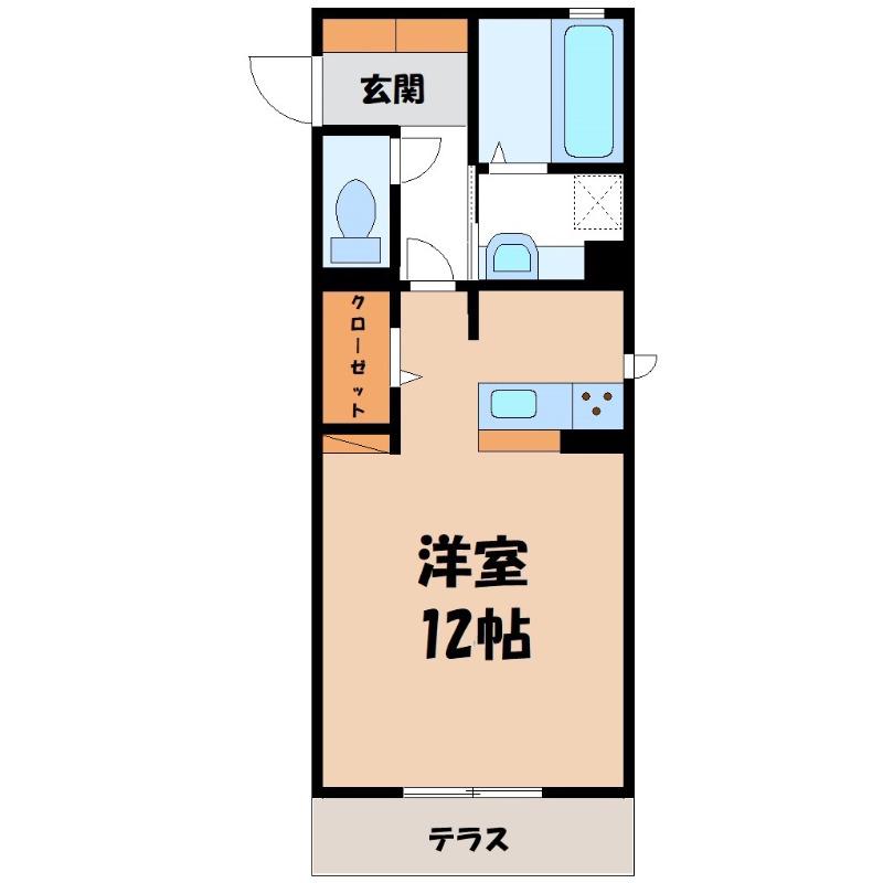 D-ROOM RIVIERE(ワンルーム/1階)の間取り写真