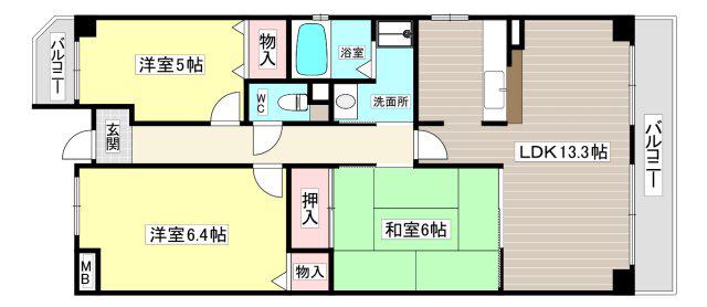 メゾン高松I(3LDK/3階)の間取り写真