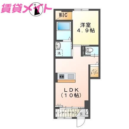 ブランディー(1LDK/1階)の間取り写真