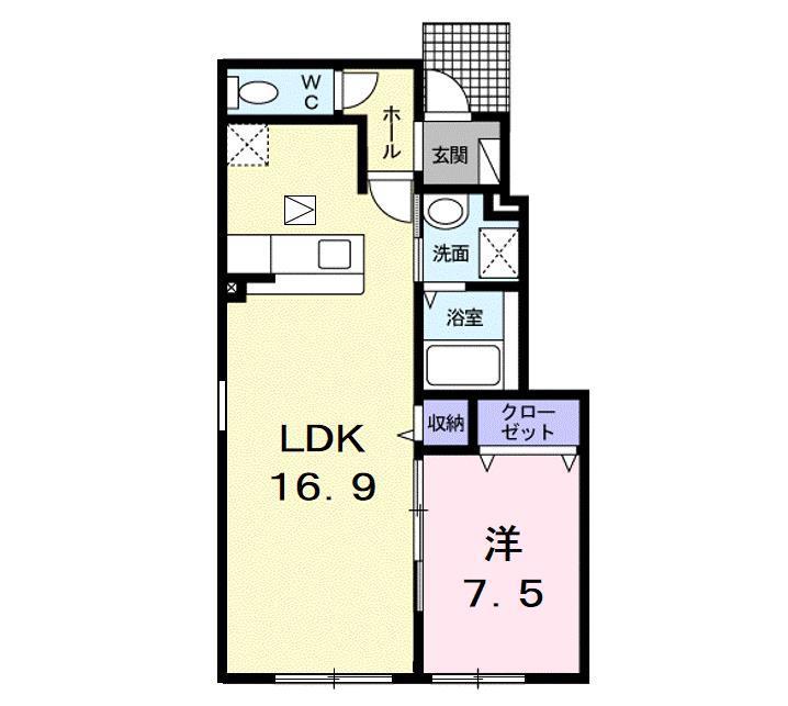 バージェリーオ(1LDK/1階)の間取り写真