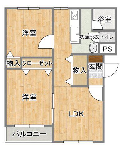 ヒーローマンション・ヴェルデ(2LDK/1階)の間取り写真