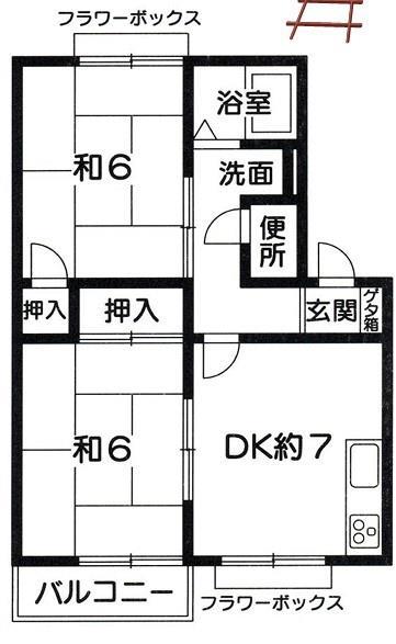 コーポシティ(2DK/2階)の間取り写真