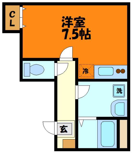 ボンディヤ(ワンルーム/2階)の間取り写真