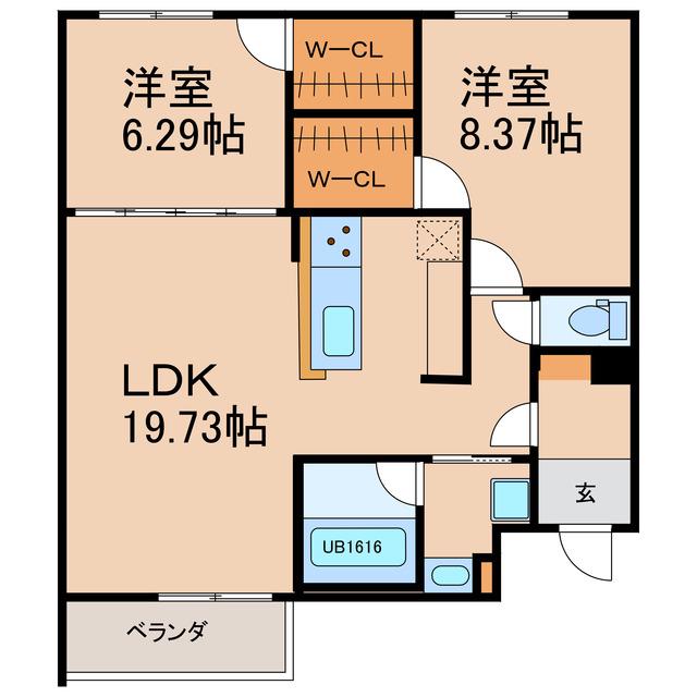 BELVEDERE(2LDK/2階)の間取り写真