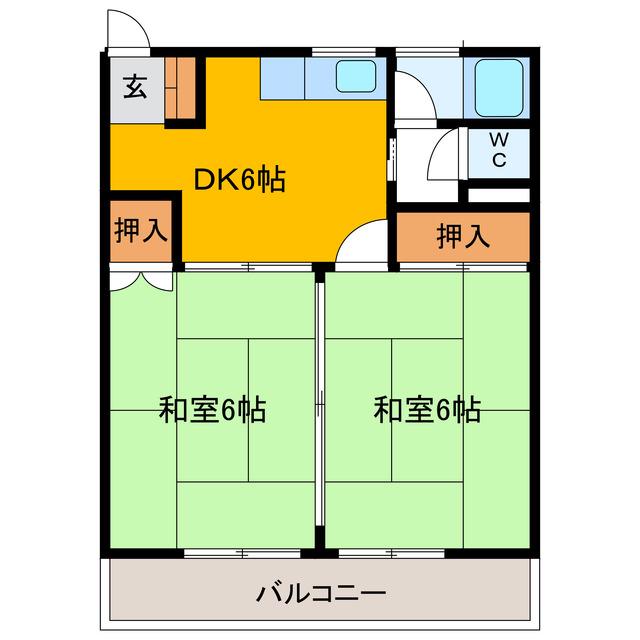 高木ビル(2DK/1階)の間取り写真