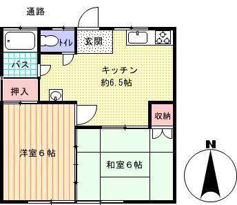 やよい荘(2DK/2階)の間取り写真