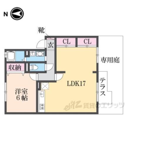 グリーンガーデン弐番館(1LDK/1階)の間取り写真