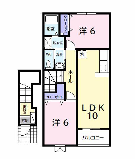 アブニールXIV(2LDK/2階)の間取り写真