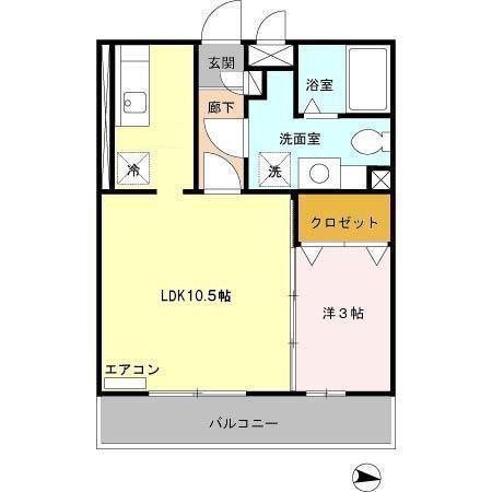 ツーファイブ(1LDK/3階)の間取り写真
