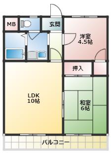 ドミールあかり(2LDK/3階)の間取り写真