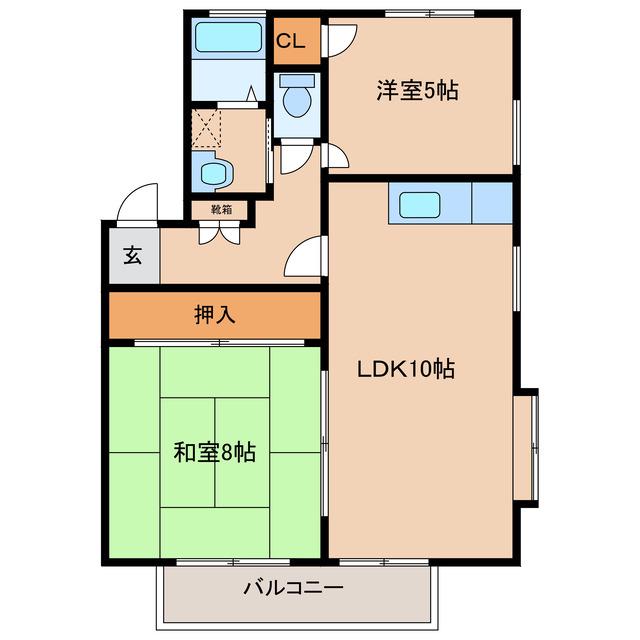 ディアスMSK(2LDK/2階)の間取り写真
