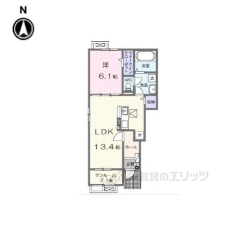 ソレイユ1(2LDK/2階)の間取り写真