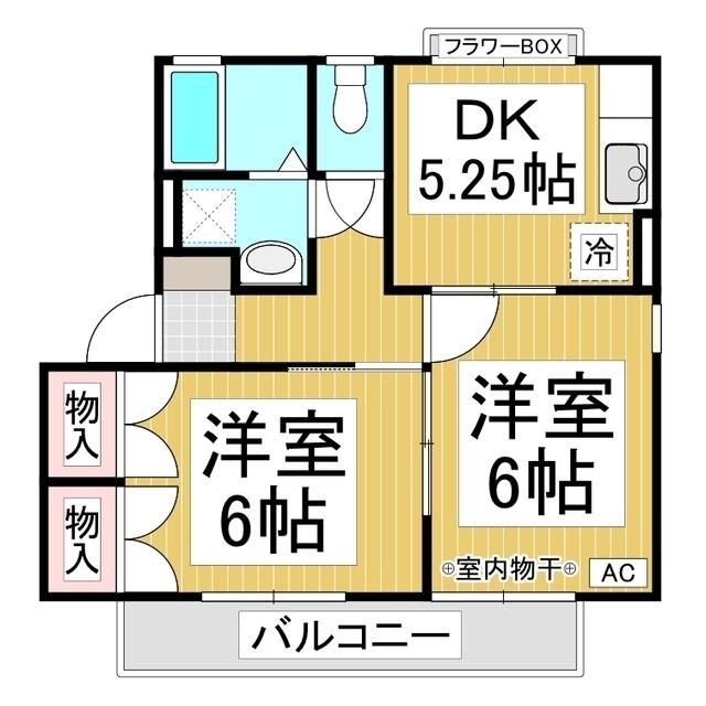 メゾンパーク東和田A棟(2K/2階)の間取り写真