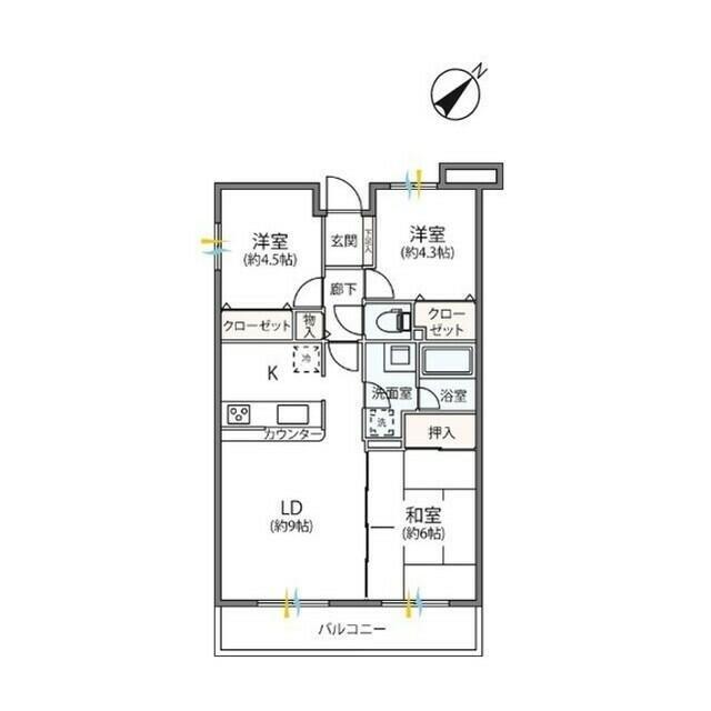 ピースフルタウン栗木台イーストテラス(3LDK/3階)の間取り写真