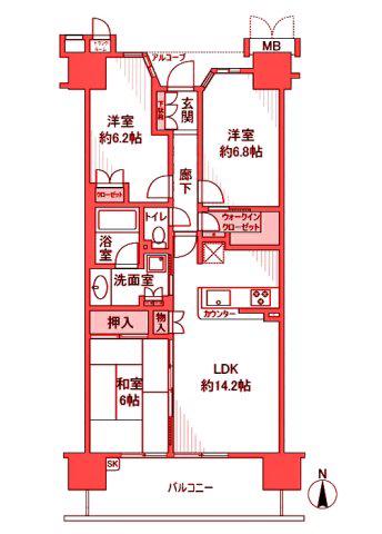 フォレシアムコンフォートタワー(3LDK/10階)の間取り写真