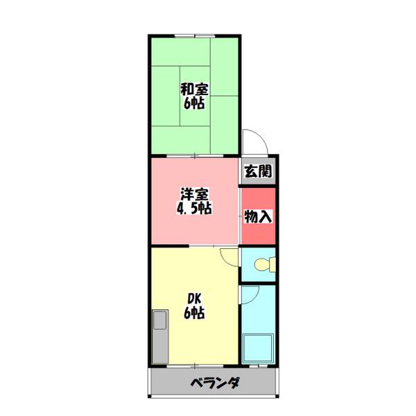 タナカハイツ(2DK/2階)の間取り写真