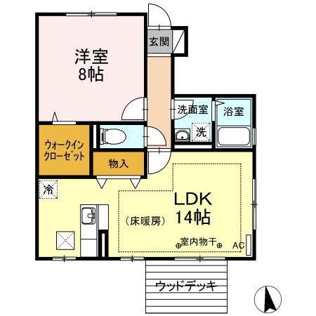 ルミエールI(1LDK/1階)の間取り写真
