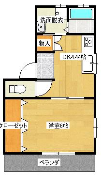 ノワ・ルーナ(1DK/1階)の間取り写真