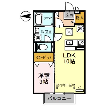 ウエストリバー(1LDK/1階)の間取り写真